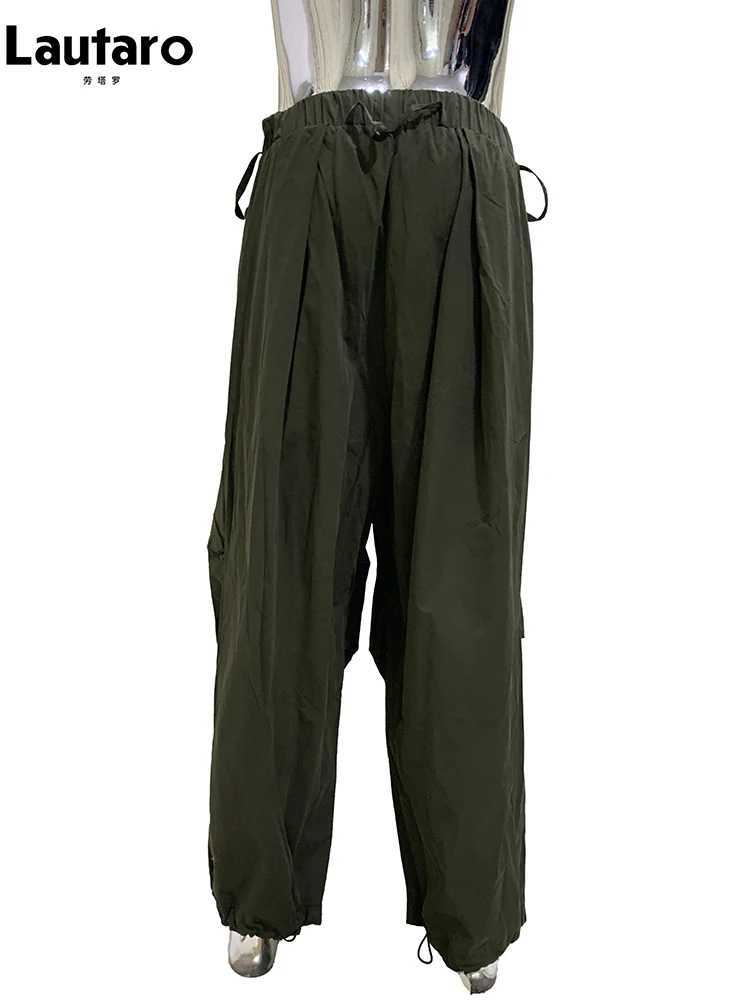 La Tarao Spring Autumn Long Oversized Baggy Wide Leg Pants Men Elastic Waist Drawstring Loose Casual Korean Fashion Clothes 2025 W250812