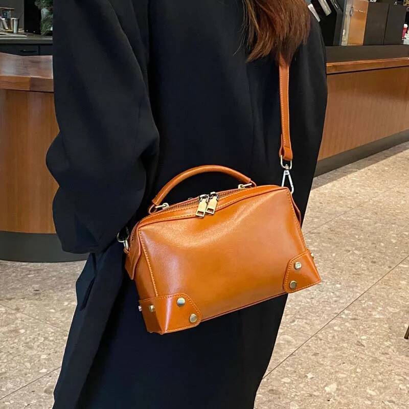 Leather women handbags quality Boston Pillow fashion Commuter shoulder crossbody bag solid color ddmymarket