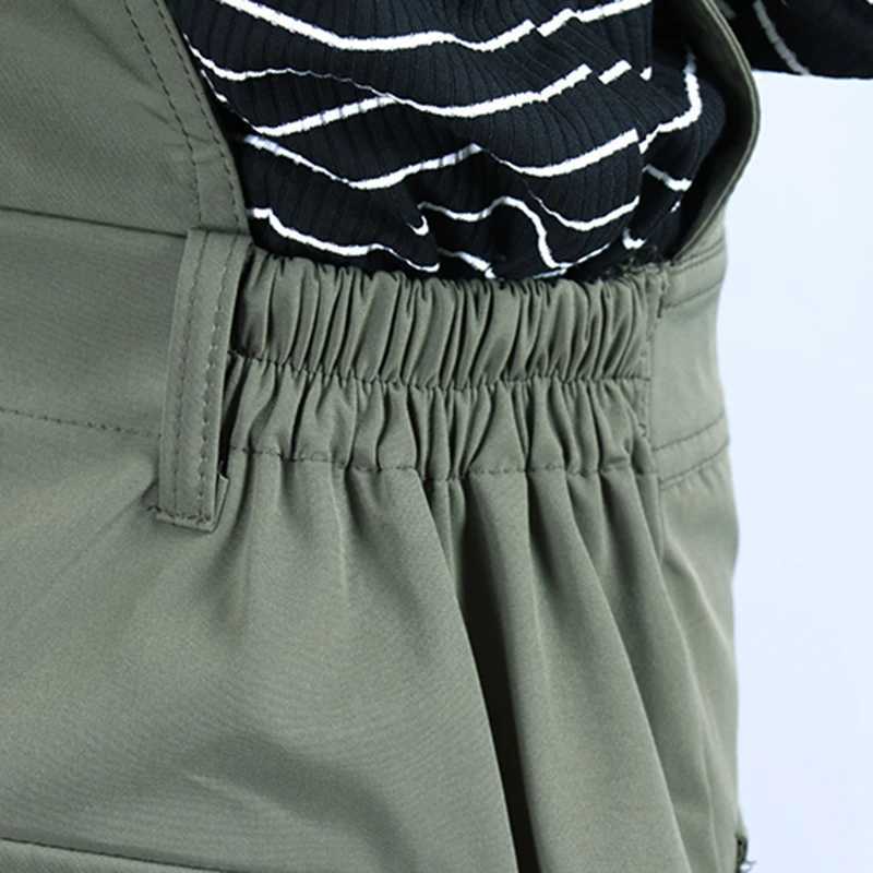 Sokotoo Mens Cargo Joggers Bib Overalls Loose Hip Hop Elastic Waist Jumpsuits Coveralls Army Green Black X250812