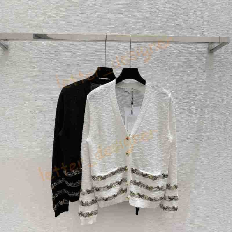 Designer Women's Sweaters Haute Couture Women's Clothing 25 Autumn New Handmade Series Heavy Gold Thread Trim Knitted Cardigan Long Sleeve Top