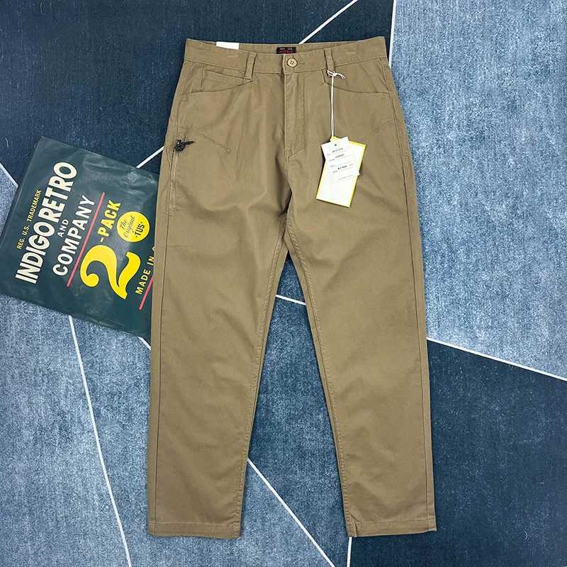 High-end cotton casual pants mens American retro small straight slim cargo pants X250812