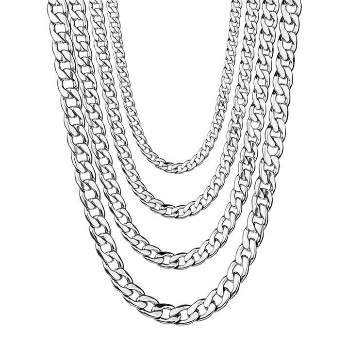 Wholesale Fashion Hip Hop Rapper Stainless Steel Curb Cuban Link Chain Women Men Alxeyb