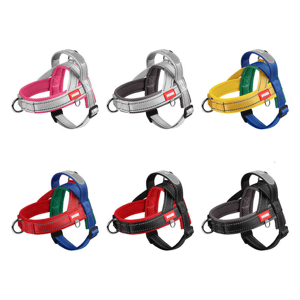 New Pet Harness Wide Webbing Color Block Non-Choking Outdoor Dog Walking Leash