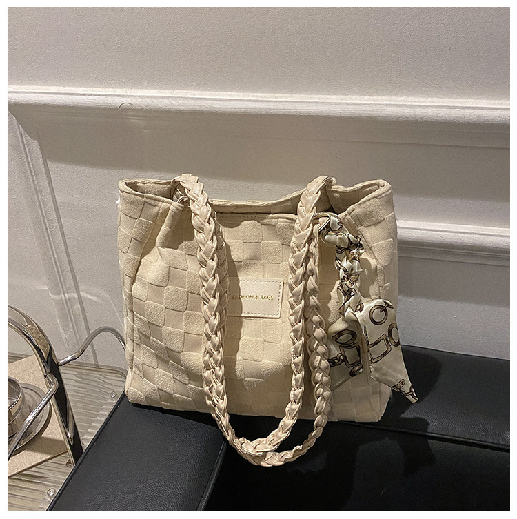 Autumn Winter New Large Capacity Women Casual Stylish Canvas Shoulder Textured Class Commute Tote Bag ddmymarket