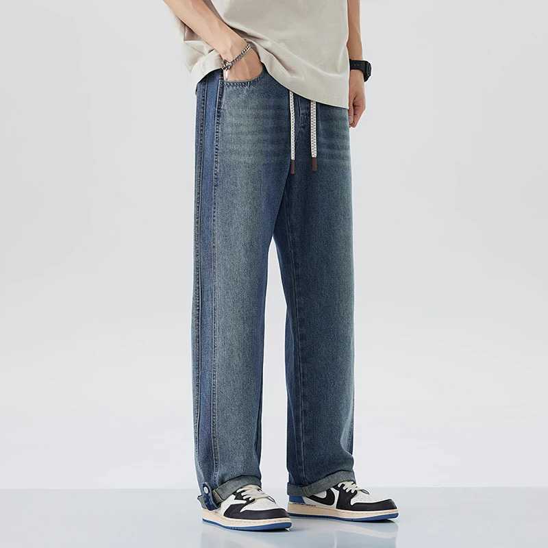 2025 New Mens Straight Leg Retro Jeans Soft Lyocell Casual Pants Personalized High-Quality Korean Mens Fashionable Loose Denim W250812