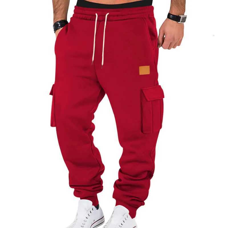 2025 Mens Sweatpants Autumn Winter Fleece Lined Sports Casual Long Pants Men Multi-flap Pocket Pants Cargo Pants Men X250812