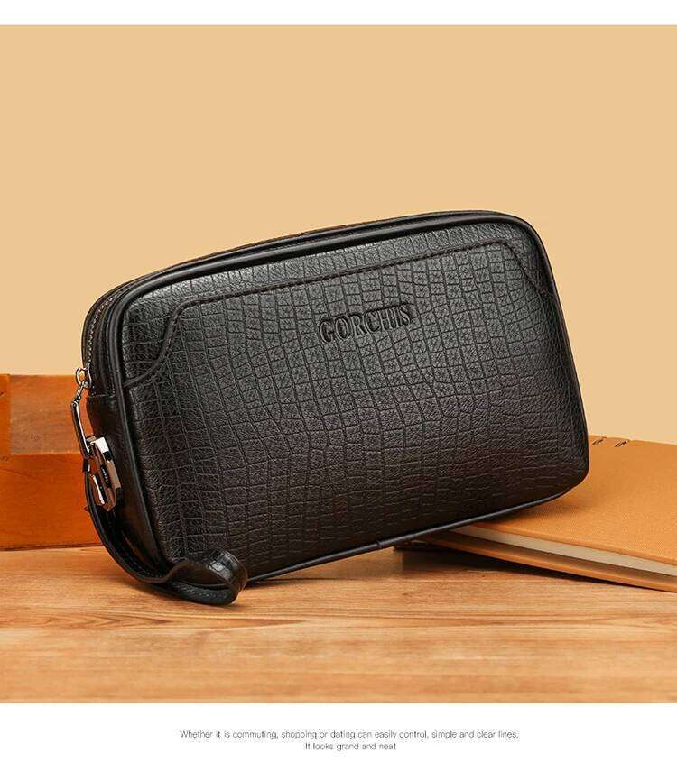 for men Password lock design crocodile skin solid color men's handbag wallet card clutches bag 2024 clutch