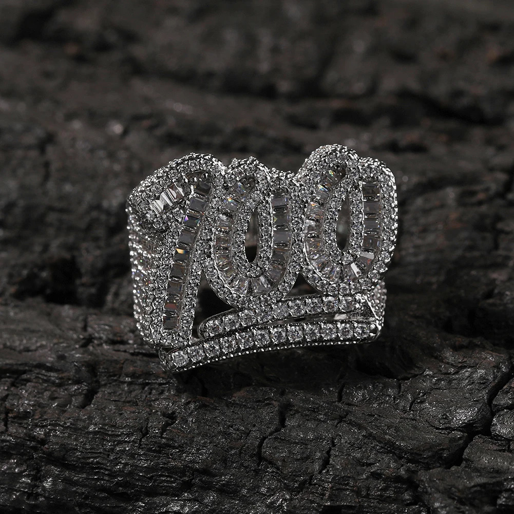 UWIN Iced 100 Rings for Men Iced Baguettecz Prong Setting Cubic Zirconia Rings Fashion Jewelry for Rappers 250812