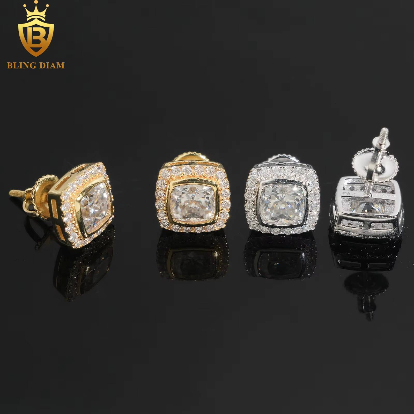 Fashion Jewelry 925 Sterling Silver Gold Plated Vvs1 Moissanite Iced Out Cross Long Earrings Handmade Wholesale Collection