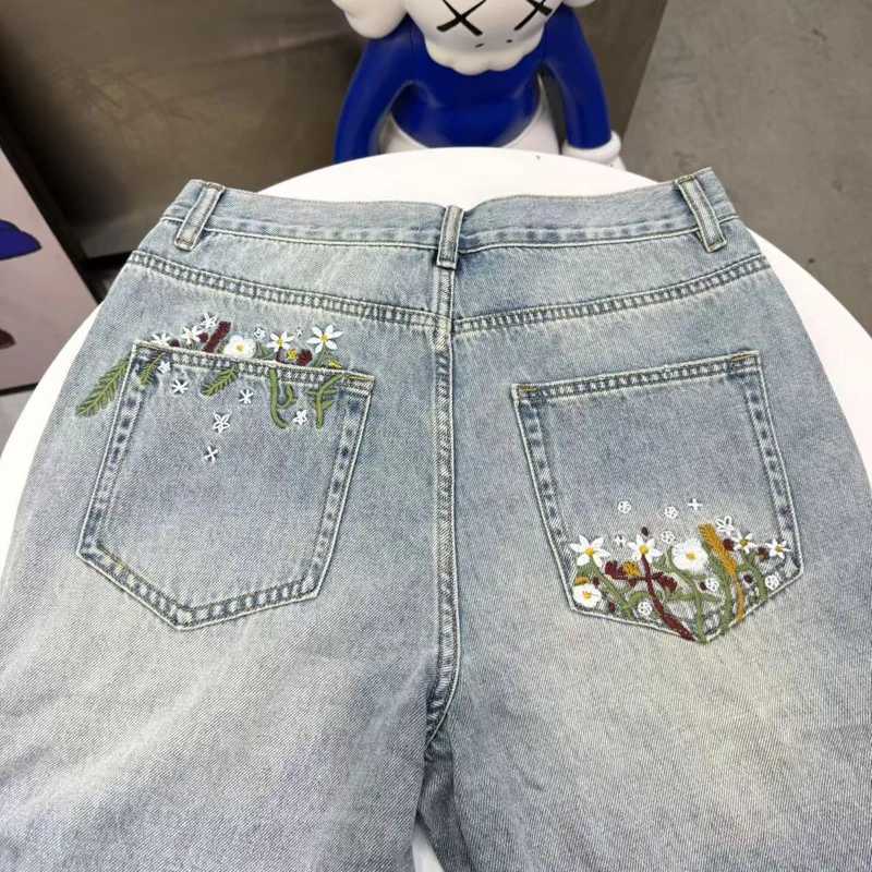 25SS New Unisex Goodbrand Jeans Fashion Retro Washed Straight-leg Trousers Colorful Flower Embroidery GOODBRAND Denim Pants X250812