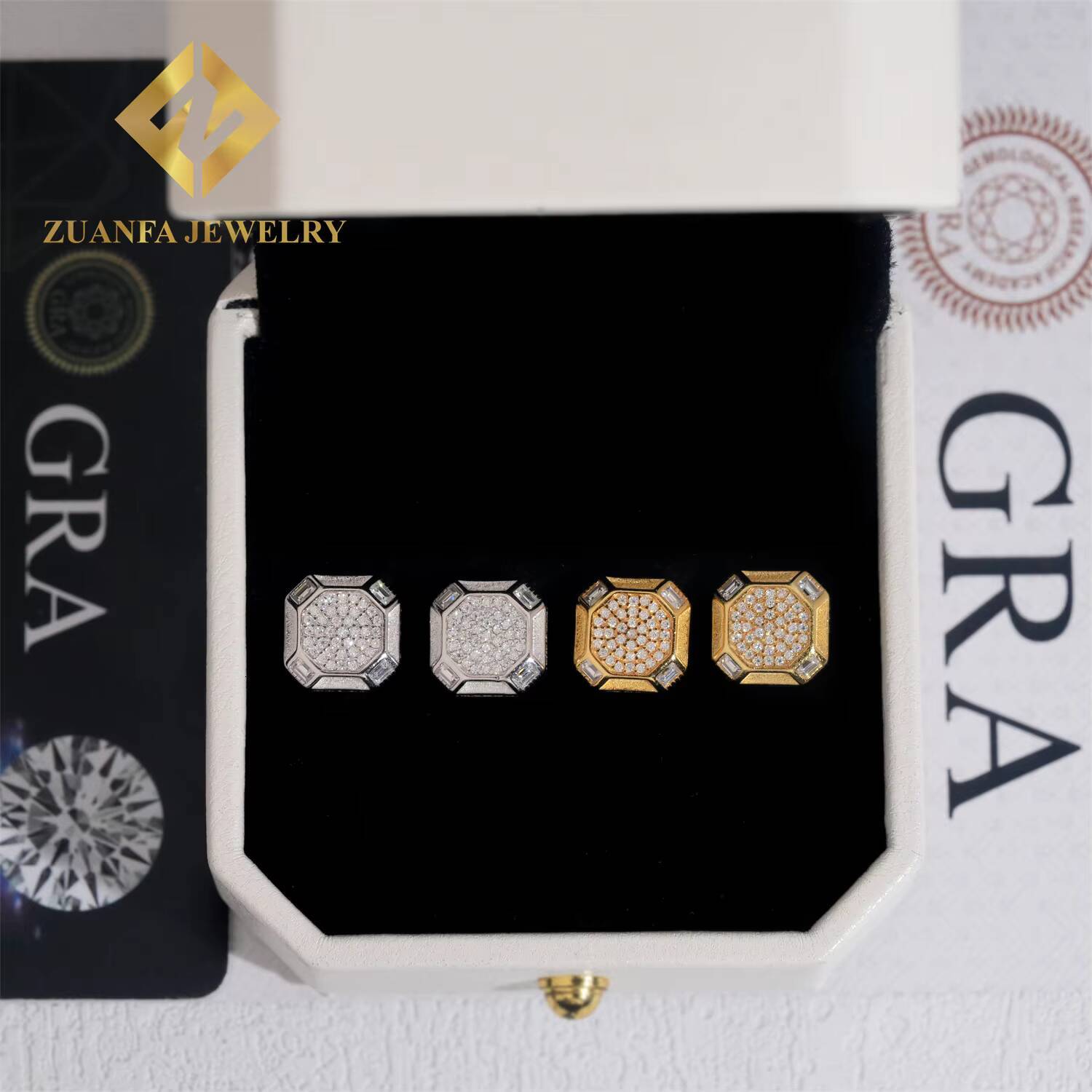 Hip Hop Fashion Stud Earring 925 Sterling Silver Jewelry VVS Moissanite Iced Out Screw Back Earrings