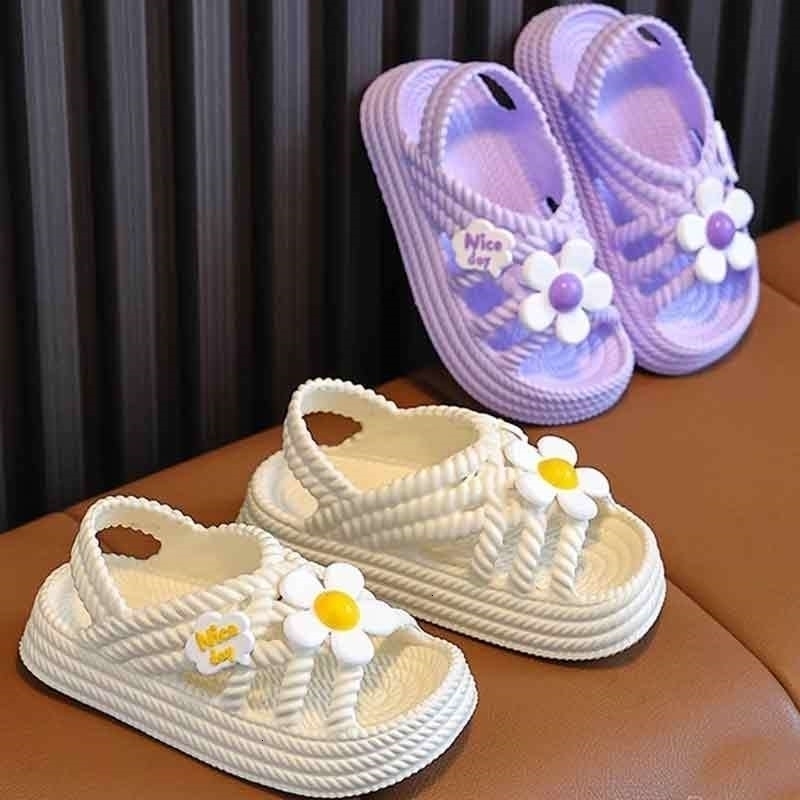 Kids Sandals with SteponPoop Feel Summer Beach Shoes for Girls AntiSlip SoftSole Outdoor Sandals w250725