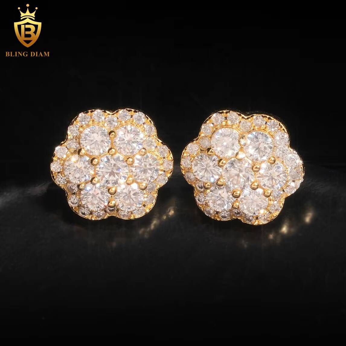 Pass Diamond Tester 925 Sterling Silver VVS Moissanite Hip Hop Custom Stud Earrings