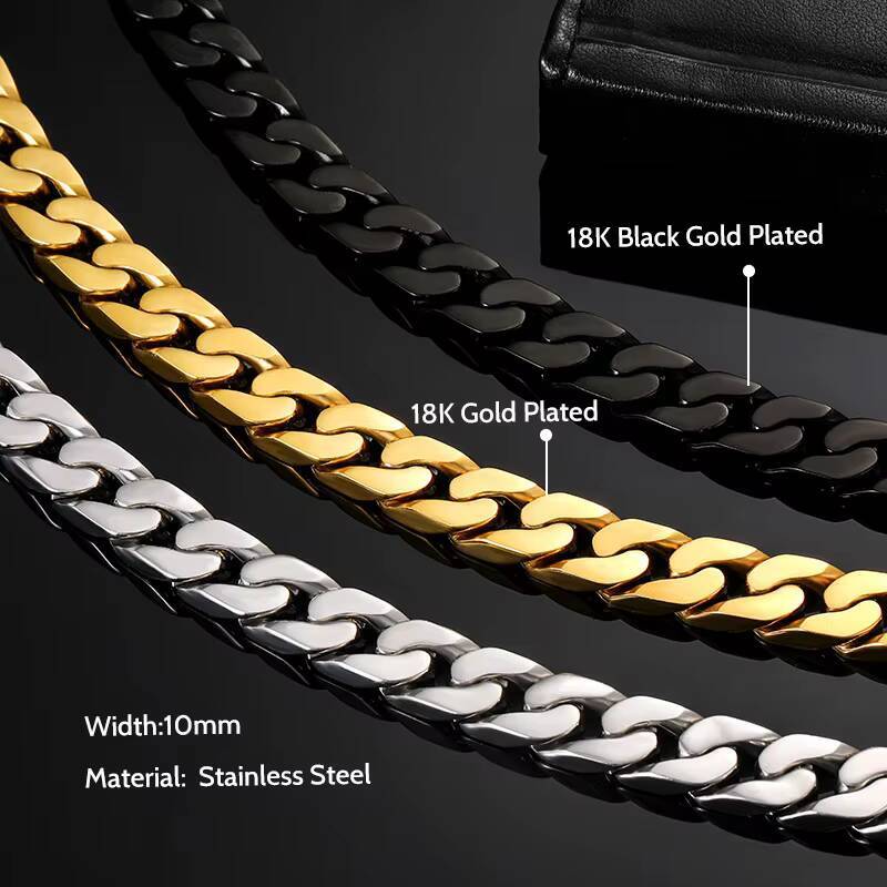 SPEEDIN Custom 6MM 8MM 10K 14K 18K Solid Gold Real Gold Plated Cuban Link Chain / 30gr / 9.2mm / 24in Fine Jewelry for Men