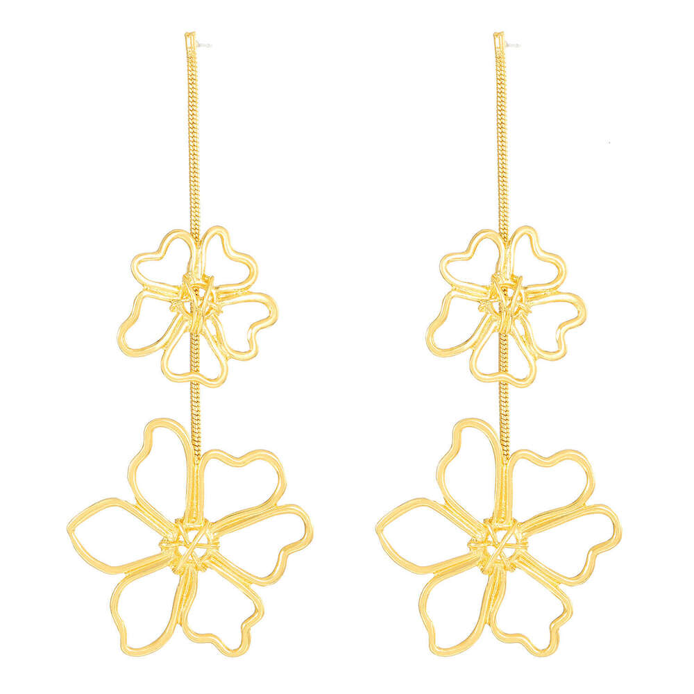 New Exaggerated Leaf for Women Fashion Long Alloy Flower Drop Earrings