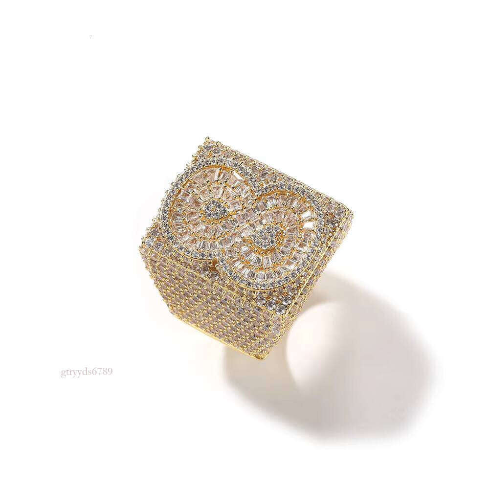 Championship Super Ice Silicon Stone Customizable Letter and Number Handmade Shiny Hip-Hop Style Rap Jewelry Ring