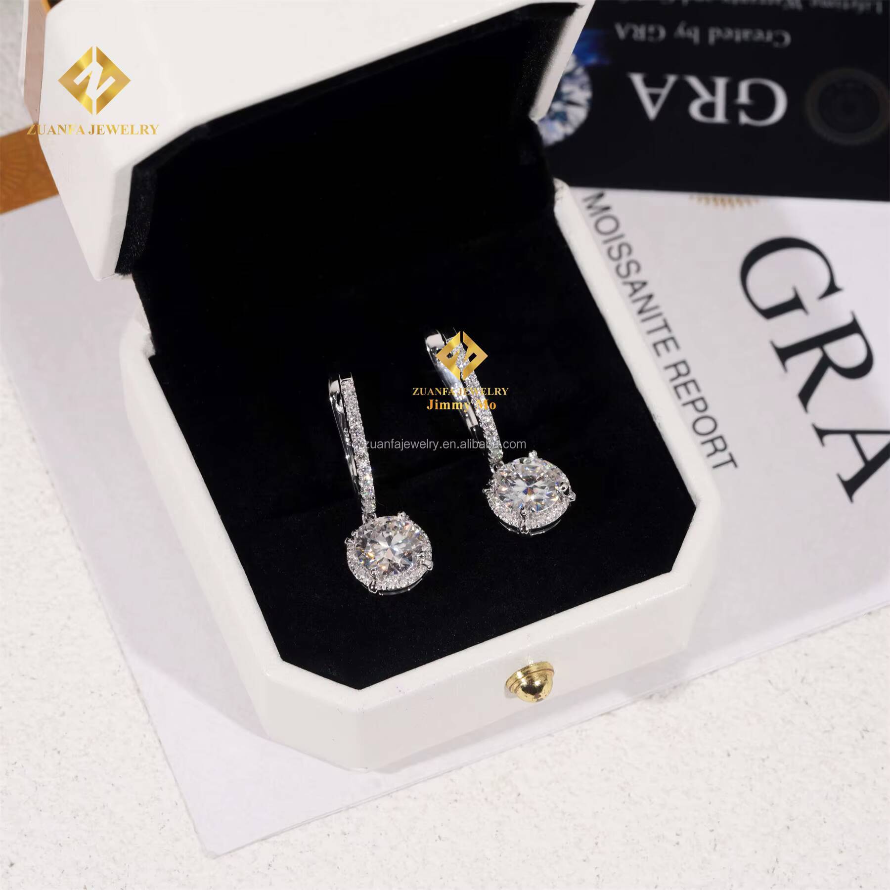Fashion Luxury Elegant Style Women Earring Jewelry 925 Silver Vvs1 Moissanite Diamond Hoop Drop Earrings Women Gift
