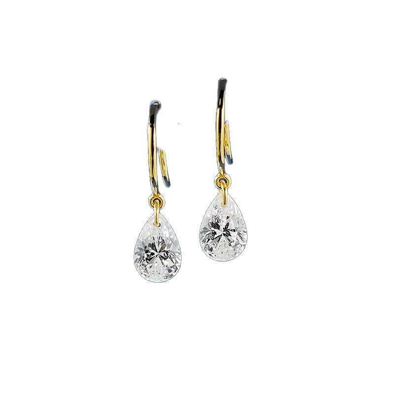 Mujing Jewelry Live New S Sier 6*9mm Pear-shaped Water Drop Earrings Fashionable Light Elegant Versatile Style