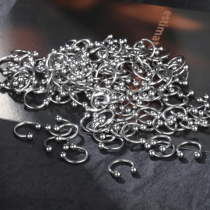 100Pcs/lot Stainless Steel Horseshoe Septum Piercing Lot Horseshoe Nose Piercing Ring Nose Ring Horseshoe Earring Cartilage 250807