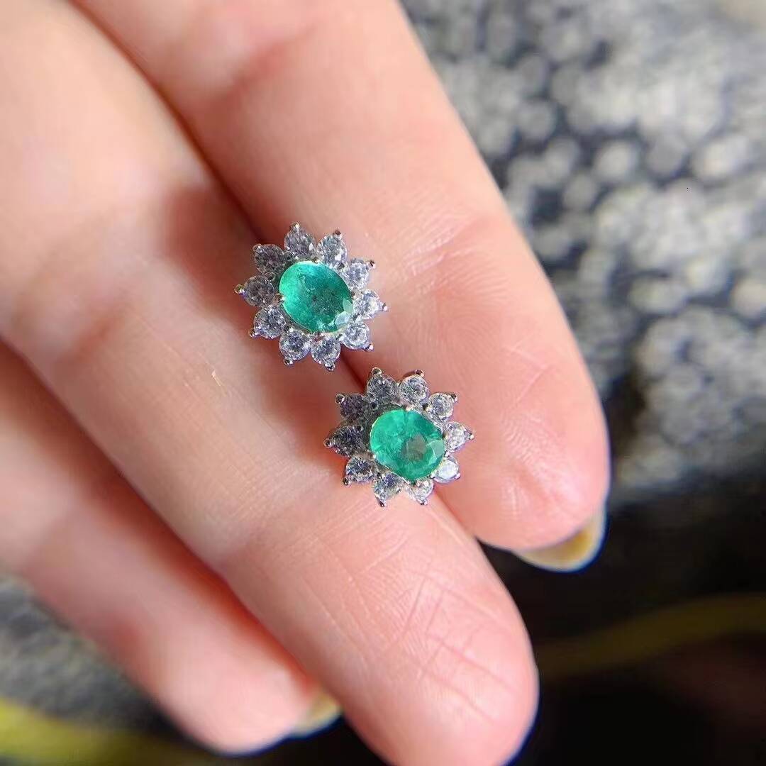 Wholesale Fashion 925 Sterling Silver Ladies Bulk Drop Earring Boho Statement Emerald Earrings for Women