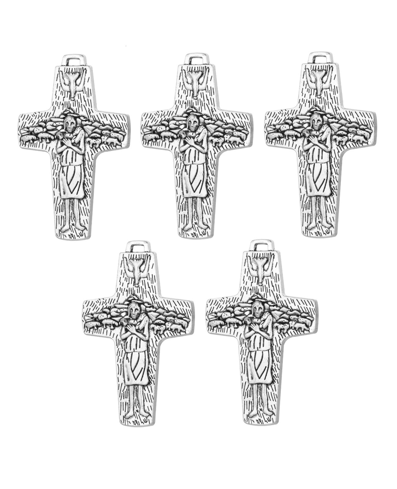 Diyalo 1Pc Large The Good Shepard Cross Pendants Catholic Pope Francis Papal Cross Charms for Jewelry DIY Making Accessories 250807