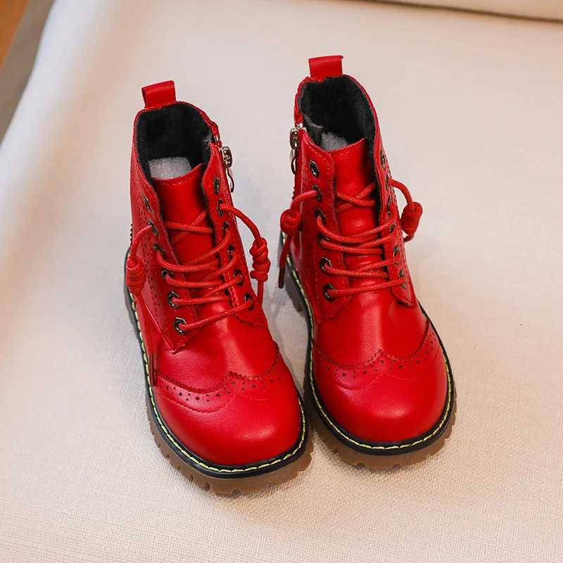 2025 Winter Kids Boots Girl Leather Shoes Solid Fashion Children Ankle Boots Non-slip Warm Boots Boys Girls Shoes Kid Sneakers XJ250812