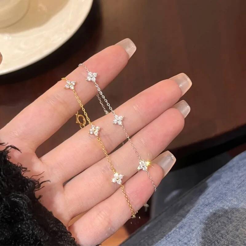 New Crystal Flower Stainless Steel Women Fashion Personality Korean Bracelet Jewelry Accessories Anniversary Gift