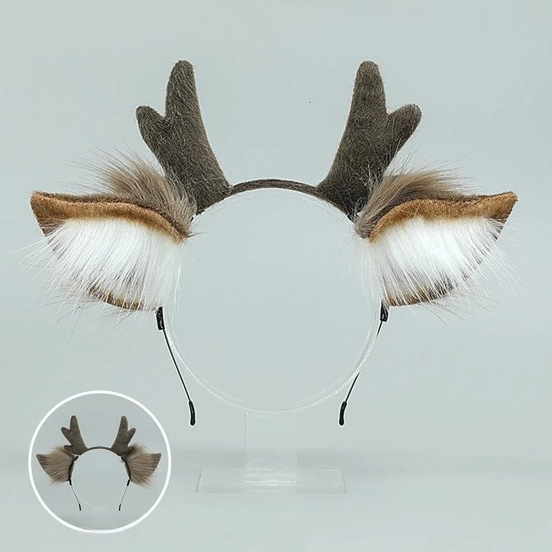 Unisex Reindeer Antler Headband Cosplay Deer Ear Head Hoop Lolita Christmas Party Headpiece Festival Headwear 250805