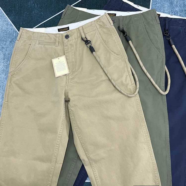 Mens 100% Cotton Relaxed Fit Straight-Tapered Casual Pants 2025 Spring Japanese American Vintage Workwear Style Chino Trousers X250812