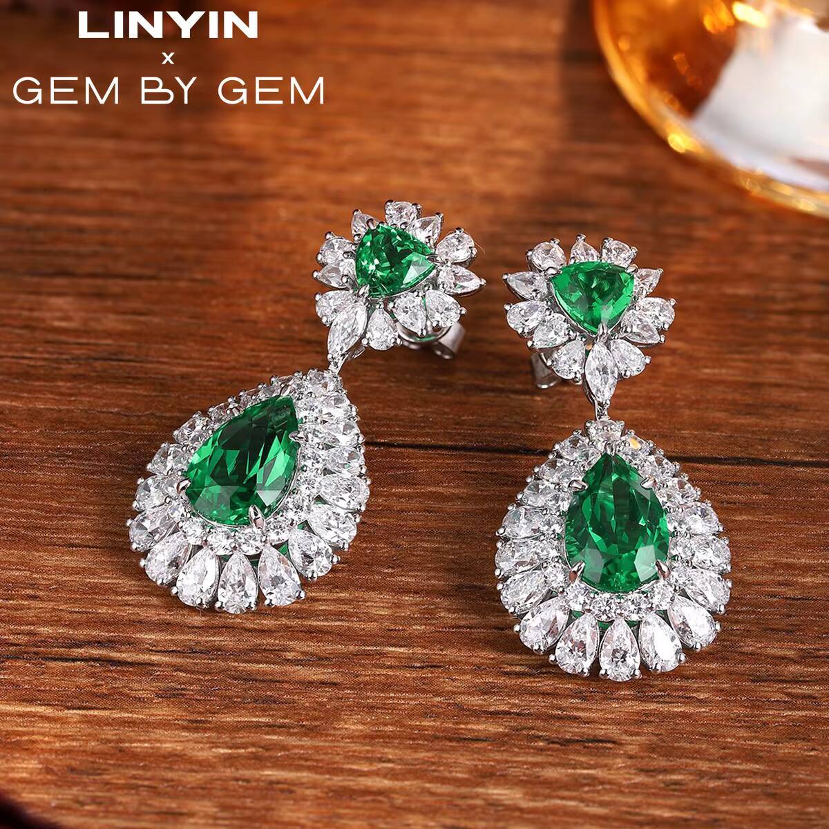 Hot Sales Lab Grown Emerald Earrings Silver 925 2ct Lab Emerald Water Drop Price Lab Grown Emerald Gift for Women