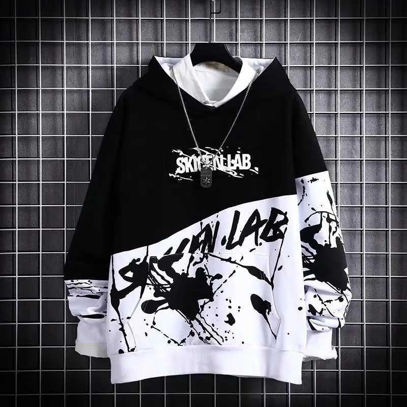 2024 New Japanese Mens Hip Hop Hoodie Mens Trendy Long Sleeve Top Ins New Mens Loose Coat Trendy Brand Hoodie Sportswear Y250811
