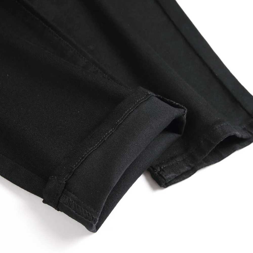 Men Classic Pure Black Jeans All Match Stretch Denim Pants Casual Slim Straight Trousers X250812