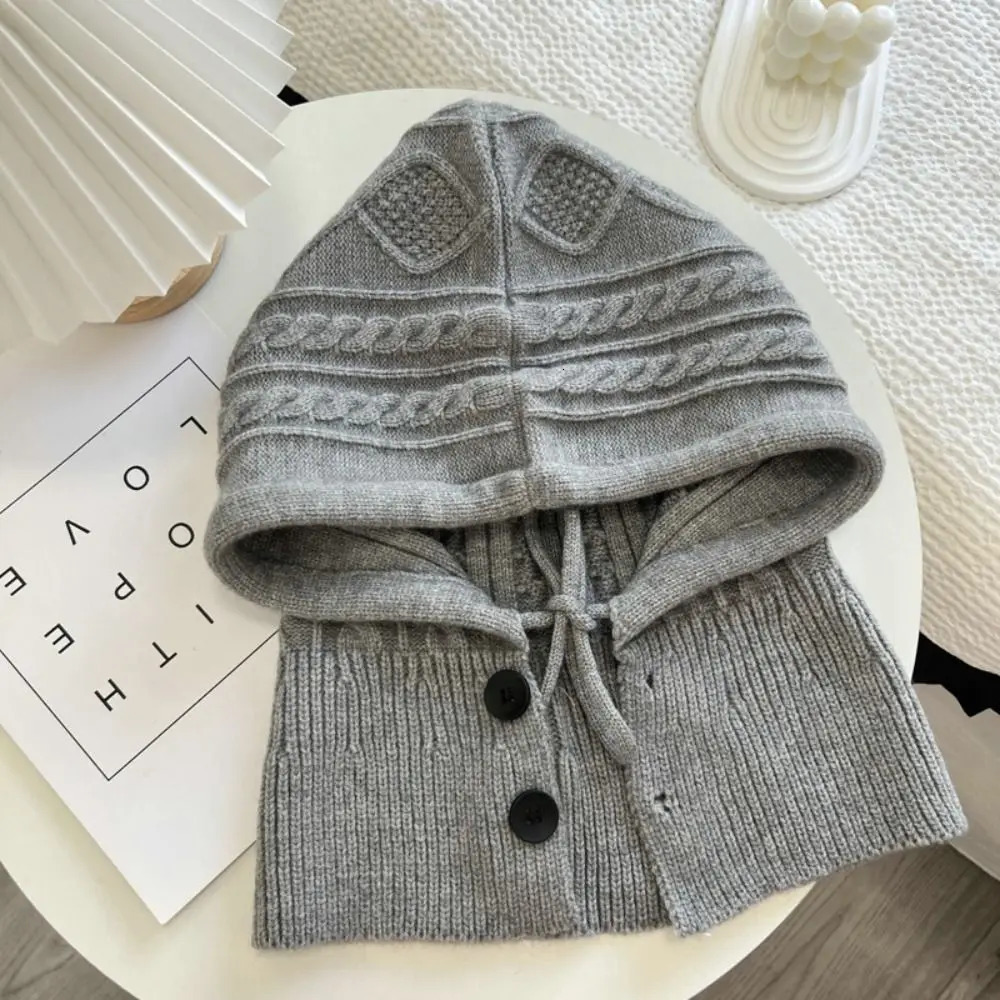 Fashion Winter Knitted Balaclava Hat Warm Cashmere Scarf Shawl Thicken Accessories Wool Pullover Hat 250808