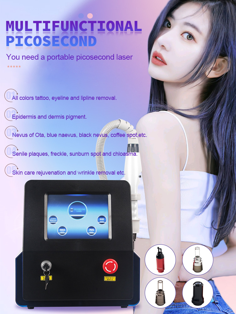 Q-Switched Picosecond Laser Tatoo Remove Machine 1064 nm 755nm 532Nm 1320nm Pigmentation Removal Fractional Machine
