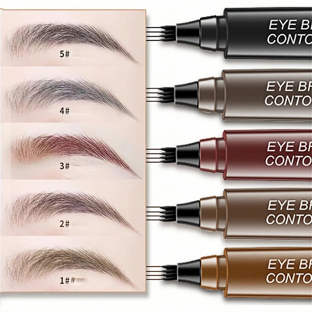 5 Colors Microblading Eyebrow Pen Waterproof Liquid Eyebrow Pencil Long Lasting Eyebrow Pen 4 Points Eye Brow Pen Cosmetics 250809