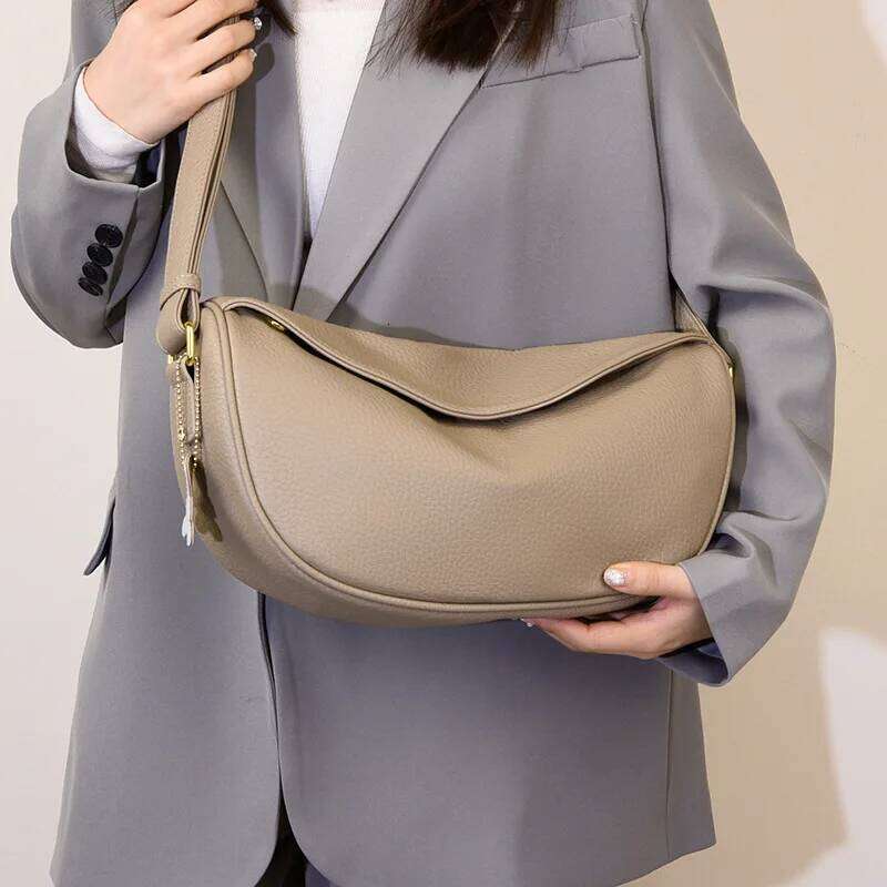 100% Genuine Leather Women Shoulder Bag Brand Ladies Handbag Designers Half Moon Cowhide Female Messenger Bags Bolsas