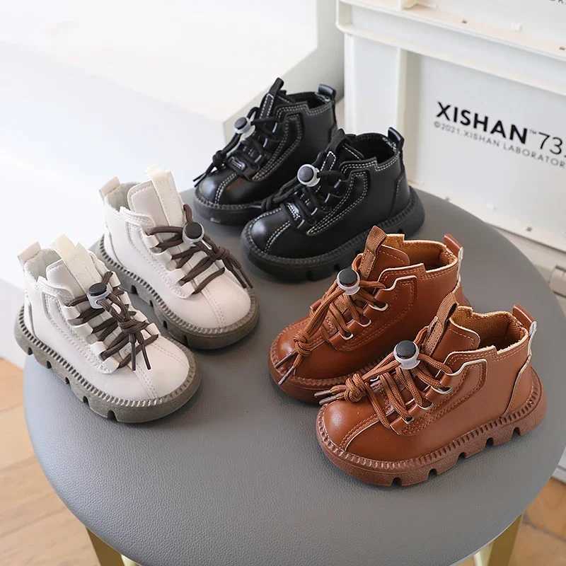 2024 Autumn Winter Brand New Boys Boots Kids Ankle Boots Toddlers Children Fashion Boots for Little Boys and Girls Lace-up Soft Rubber XJ250812