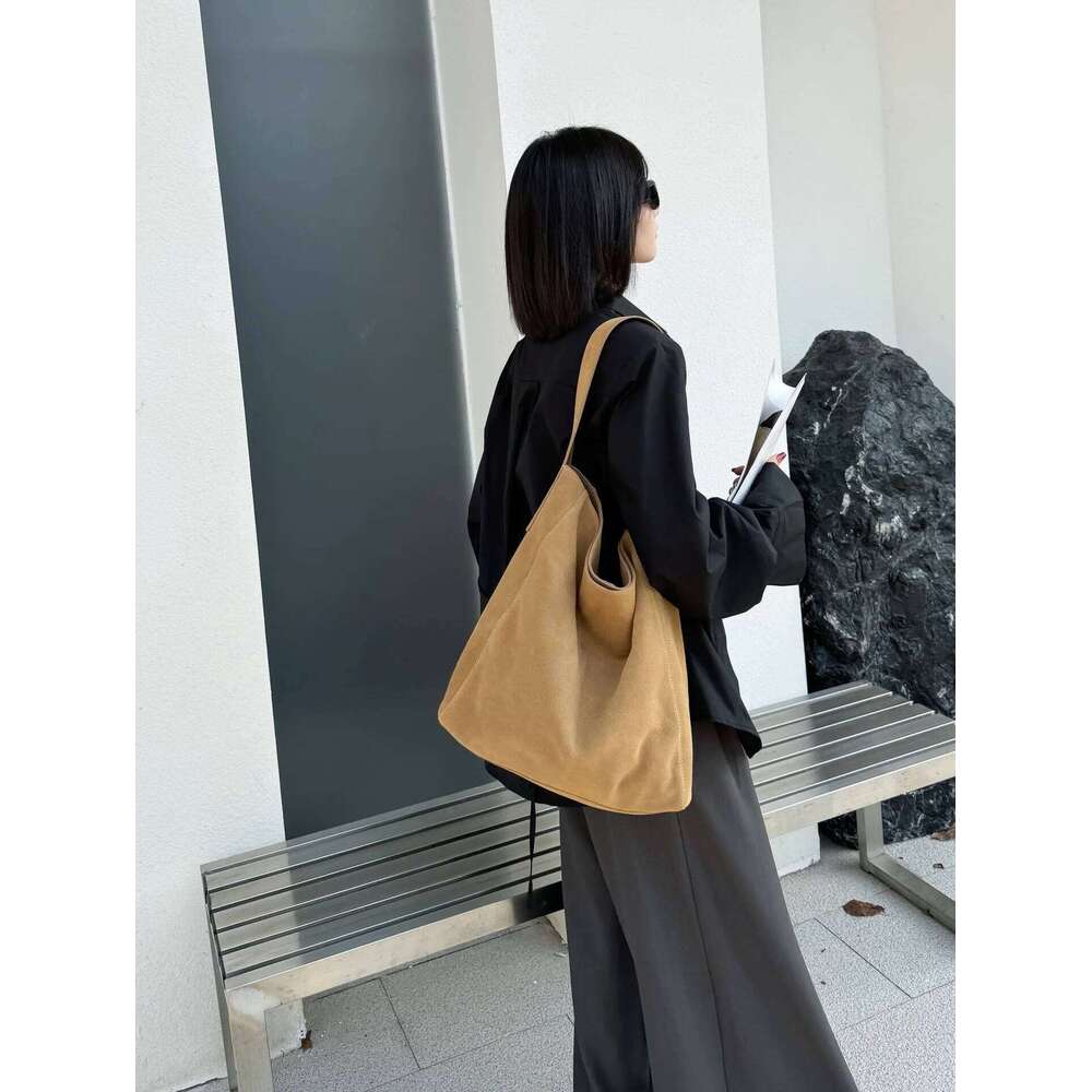 Customized for Individuals Large Capacity Winter Tote High Class Matte Suede Wool Women Handbag Coffee Kakhi Travel Shoulder Bag