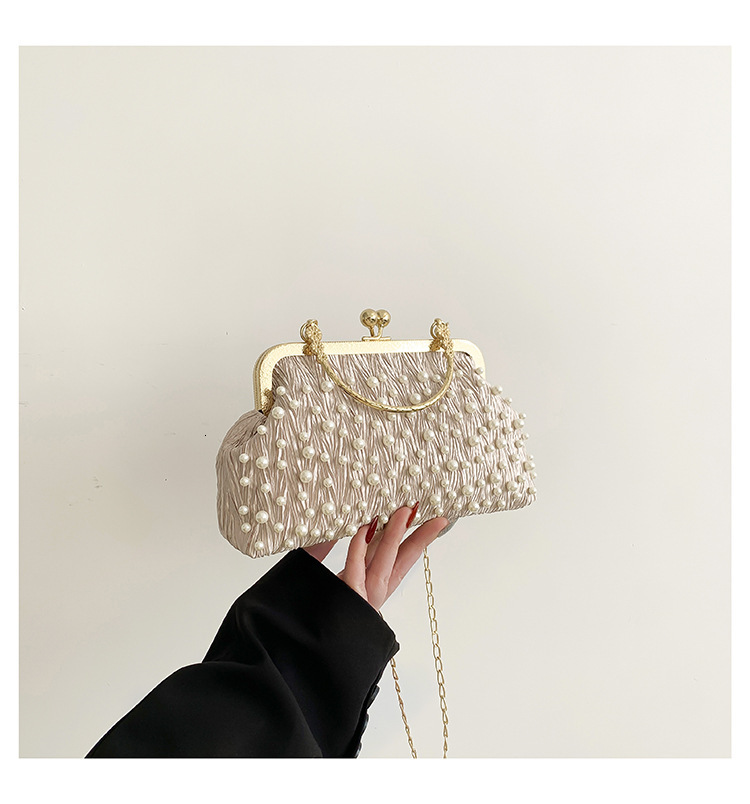 Chinese Style Pearl Clip Solid Color Cheongsam Accessories Evening Chain Fashionable Handheld Crossbody Women s Bag ddmymarket