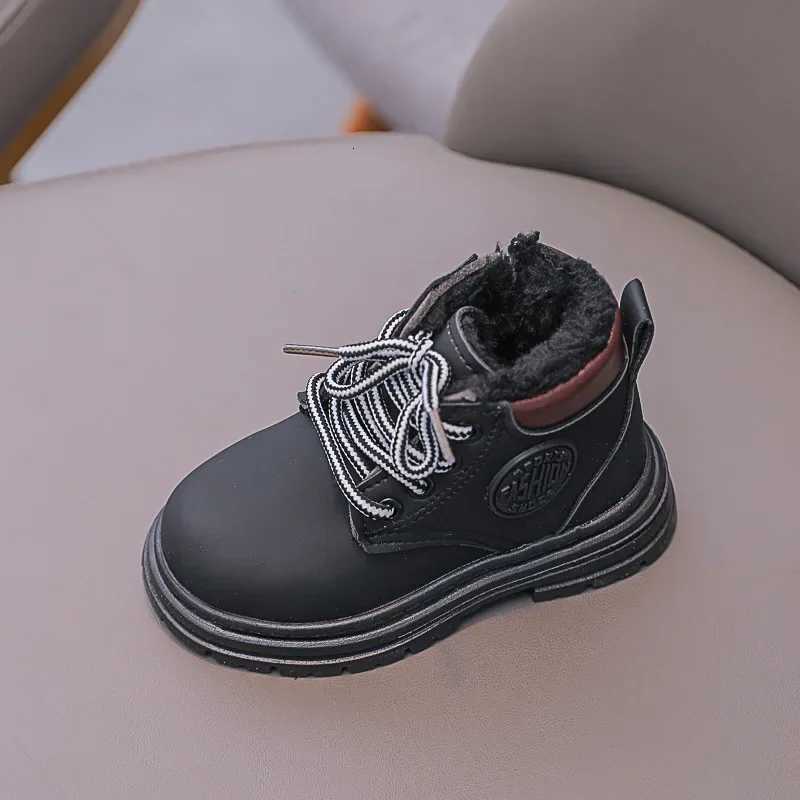 Winter Boots for Kids Leather Shoes Fashion Warm Non-slip Boys Student Shoes Outdoor Short Boots XJ250812