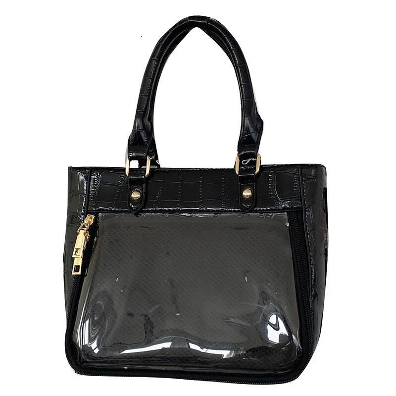 Japanese High School Girls Crossbody Bags PU Handbags Transparent Itabag Large Capacity Women Y2K Leather Shoulder Bag Bolso
