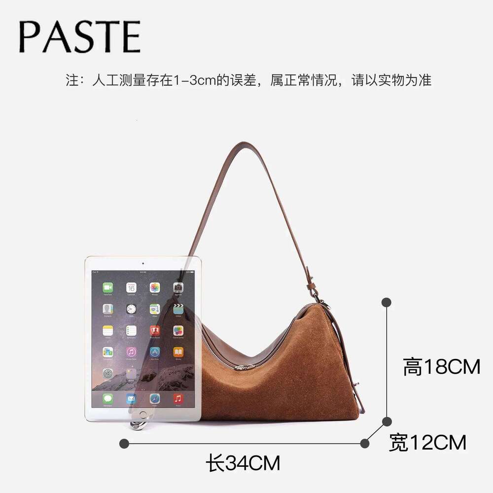 2026 Winter Fashion Stylish Coffee Color Hobo Tote Glossy Cowhide Patchwork Matte Suede Leather Women Handbag Commuter Purse
