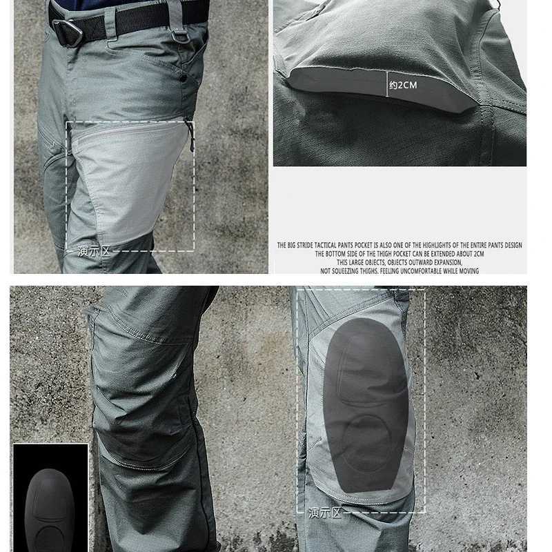 Men Pants Tactical Combat Rip-stop Cargo Trousers Multi Pocket Waterproof Casual Work Pants Clothing S-2XL X250812