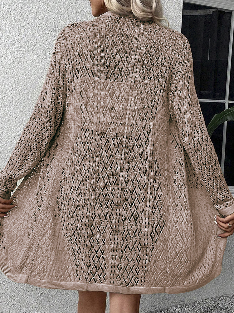 Designer Clothing Women's Solid Color Hollow Cardigan Knitted Jacket