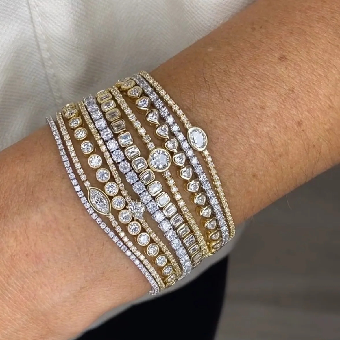 5A Cubic Zirconia High Quality Iced Out Bling Girl Women Jewelry 17cm 19cm Slim 2.5MM CZ Tennis Chain Geometric Bracelet 250807