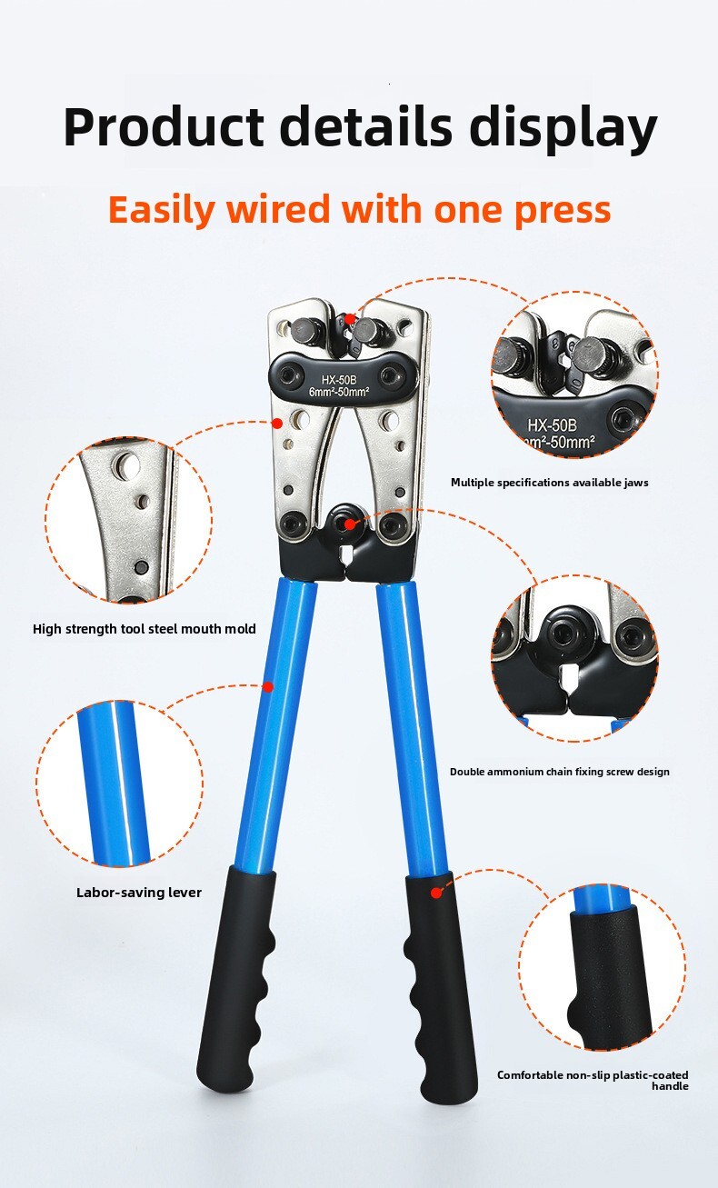 HX-50B Wire Naked Terminal YO Aluminum Cable Copper Lugs Cold Crimping Pliers 6-50mm² hot-sale products
