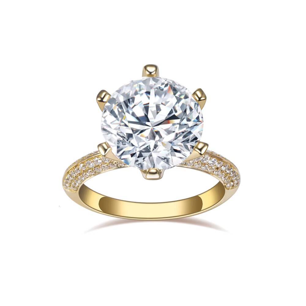 Luxury 18K Yellow Gold Jewelry Classic D Color VS1 Round Cut 4.01CT CVD IGI Certified Lab Grown Diamond Crown Ring
