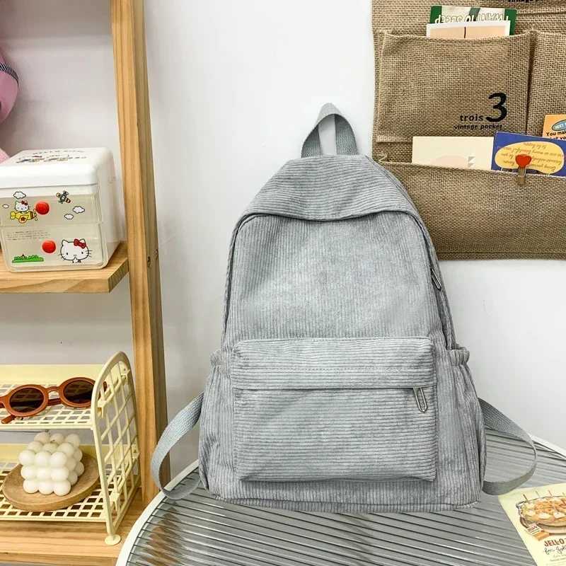 Versatile Zipper Corduroy Solid Colors Fashion Backpacks 2025 New Large Capacity Sewing Thread Schoolbags for Women Causal Y250811