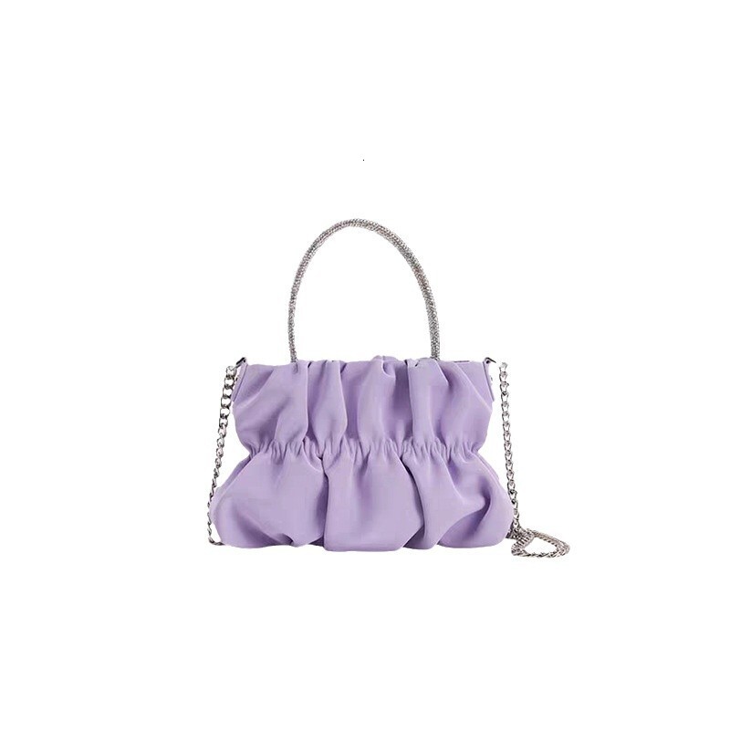 New Handbag Elegant Socialite Style Macaron Fresh Pleated Cloud Chain Crossbody Bag Handheld