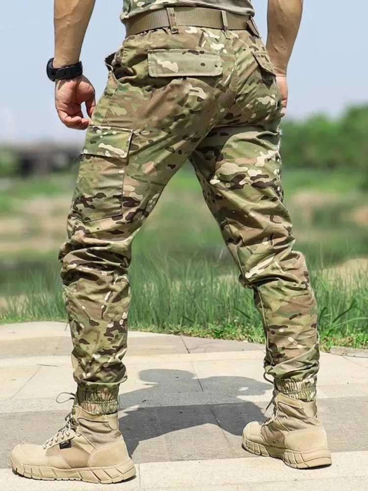 Men Tactical Joggers Outdoor Ripstop Hunting Cargo Pants Working Clothing Hiking Lightweight Camouflage Trousers Mens Streetwear X250812